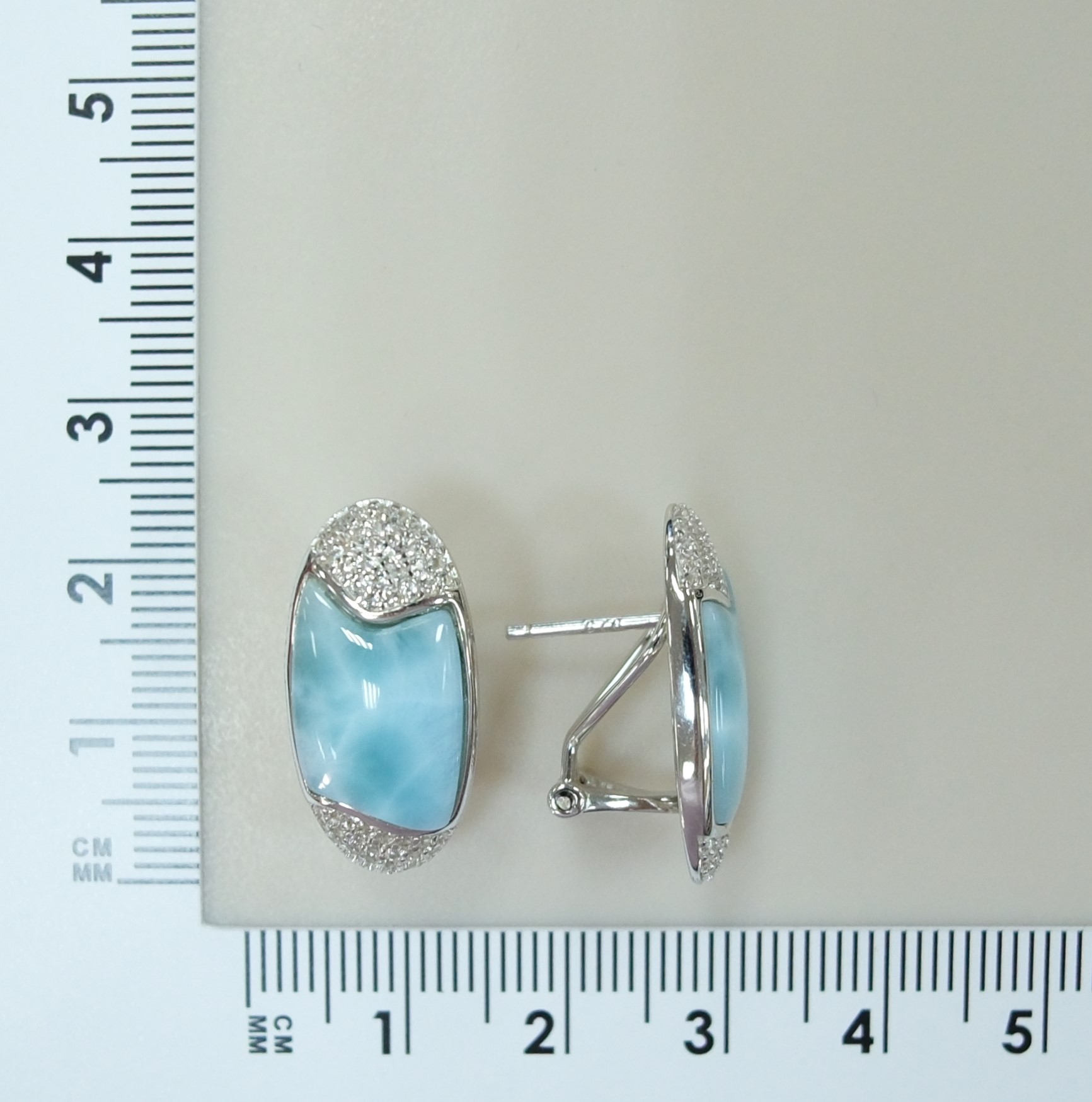 Серебряные серьги с ларимарами